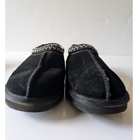 QUINCE Black Suede 100% Australian‎ Shearling Lined Clog Slippers Women's 8 - Picture 3 of 13